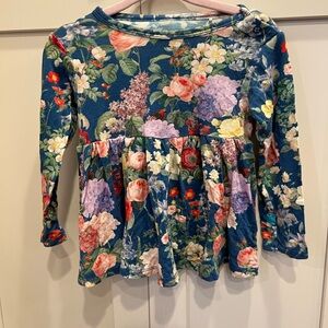 Posh Peanut Blue Floral Long Sleeve Blouse